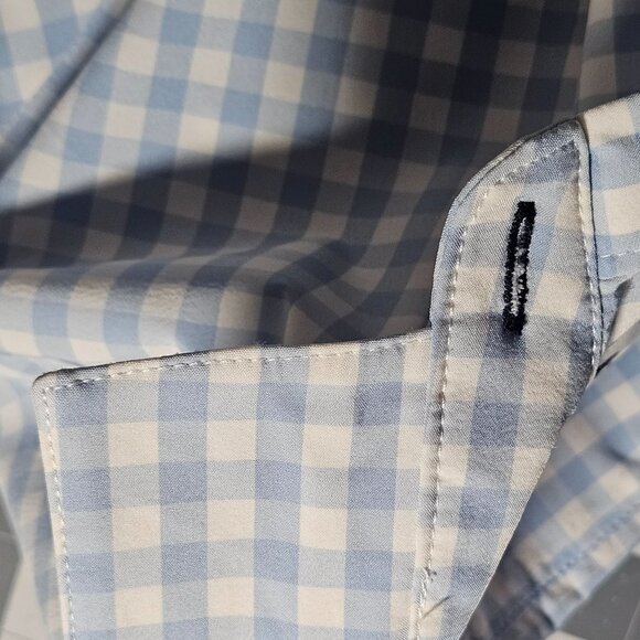 Mizzen+Main Men Shirt Blue Gingham L Trim Fit Preppy Officecore Quiet Luxury - Picture 5 of 12